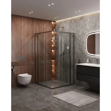 Душевой уголок Cezares Molveno MOLVENO-A-22-100+20-C-GM-IV 120х120 профиль оружейная сталь/стекло прозрачное 1