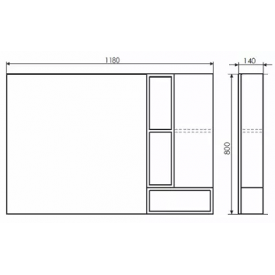 Зеркальный шкаф Comforty Прага-120 (118x80x14 см), дуб белый 1