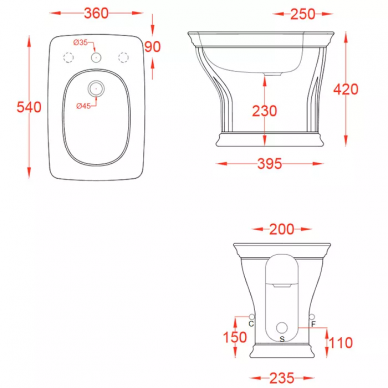 Биде напольное Artceram Civitas (CIB002) 2