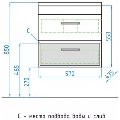 Тумба для ванной Style Line Лотос 60 (ЛС-00000489) (шёлк зебрано) 5