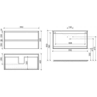 Тумба для ванной Sancos Libra (LB100W) (99см) белый глянец 5