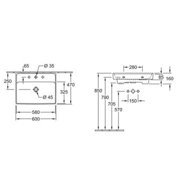 Раковина Villeroy & Boch Collaro (4A3363R1) (60 см) 7