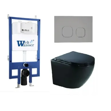 Инсталляция Welt Wasser Bamberg 545 + MERZBACH 041 XL MT-BL + Bamberg CR в комплекте с унитазом, безободковый, с сидением микролифт 0