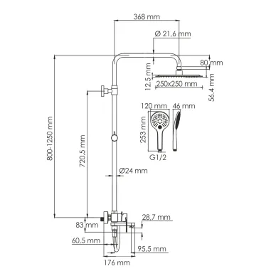 Душевая система Wasserkraft Mindel 8500 (A185.254.155.WM) со смесителем, белая матовая 5