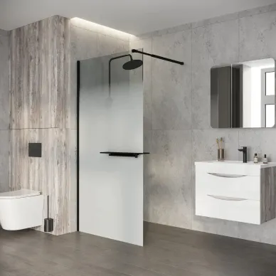 Душевая перегородка Niagara Nova NG-582-90BLACK 90х200 стекло белый градиент/профиль чёрный 6