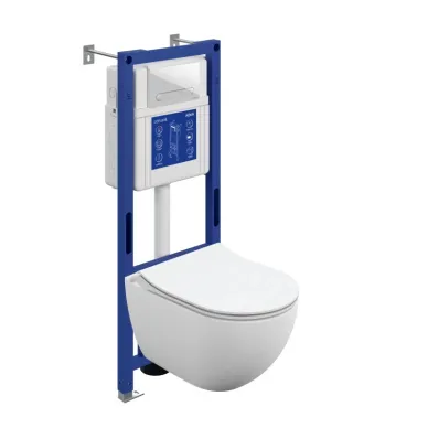 Комплект унитаз подвесной с инсталляцией Cersanit BRASKO SMART DPL EO slim  69334, кнопкой ESTETICA пластик белый LP 0