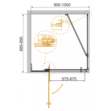 Душевой уголок Cezares Slider AH 1 (SLIDER-AH-1-90-90/100-BR-Cr) 2