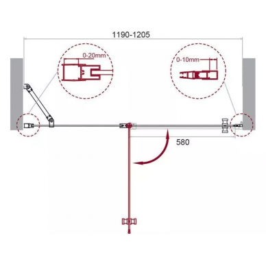 Душевая дверь BelBagno Etna 120 (ETNA-B-12-60/60-C-Cr) профиль хром/стекло прозрачное 2