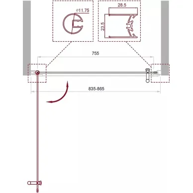 Душевая дверь BelBagno Uno 85 (UNO-B-1-85-C-Cr) профиль хром/стекло прозрачное 1