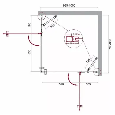 Душевой уголок BelBagno Kraft (KRAFT-AH-22-100/80-C-Cr-R) 100х80 см, профиль хром/стекло прозрачное 5