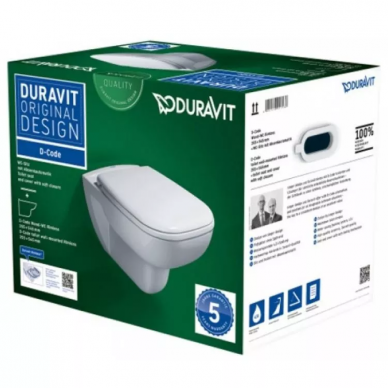 Унитаз подвесной Duravit D-Code Rimless (45700900A1) с крышкой микролифт 6