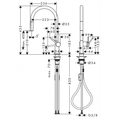 Смеситель для кухни Hansgrohe Talis M54 (72802800) (с вытяжным изливом) под сталь 1