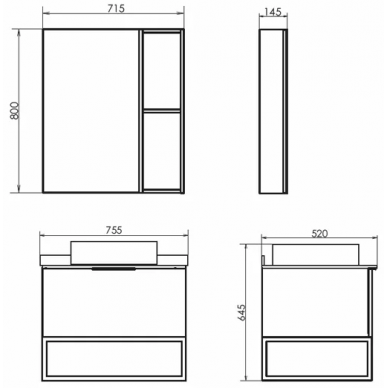 Тумба для ванной Comforty Порто 75 (75.5x64.5x52 см), дуб дымчатый 6