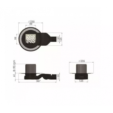Трап для душа Berges Platz Antik (090160) (100х100) S-сифон боковой, матовый хром 6