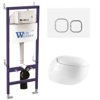 Инсталляция Welt Wasser Bamberg 460 + JECKENBACH 004 GL-WT + Bamberg WT в комплекте с унитазом, безободковый, с сидением микролифт 0