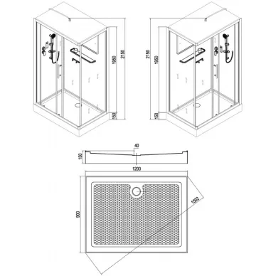 Душевая кабина Esbano C (ESW-129CKR) с крышей, 120x90x215 см 7
