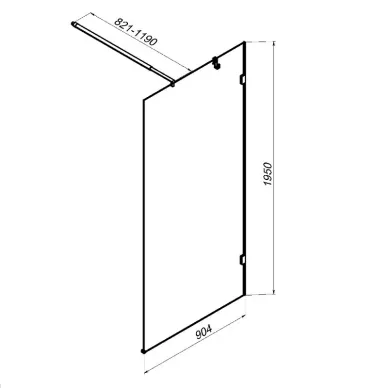 Душевая перегородка Am.Pm X-Joy W94UWI-90-F1-BTE 90 см профиль матовый чёрный/прозрачное стекло 6