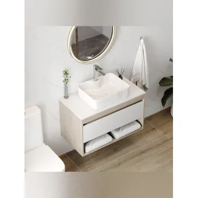 Раковина накладная Teymi Helmi S T50284 48x37, мрамор белый 5