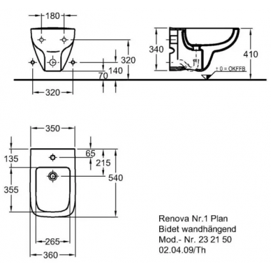 Биде подвесное Geberit Renova Plan (232150) 2
