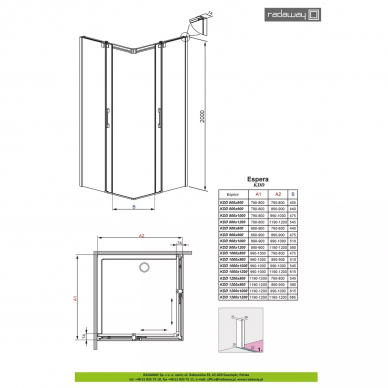 Правая часть душевой кабины Radaway Espera (380151-01R) (90 см) (R) 7