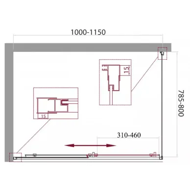 Душевой уголок BelBagno Unique AH1 (100x80 см) (текстурное стекло) 4