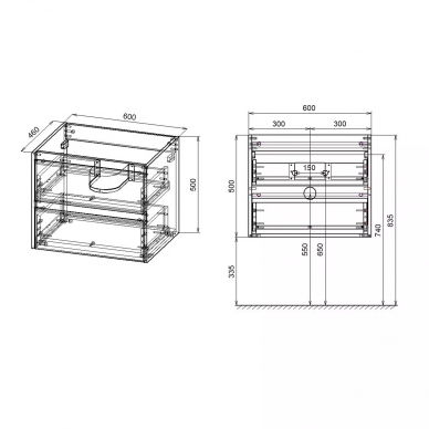 Тумба для ванной Vincea Gio 600 (VMC-2G600TO) (60 см) (t.oak) 5