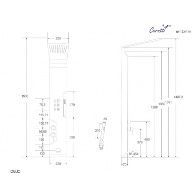 Душевая панель Cerutti SPA Oglio W (CT8986) с гидромассажем, белая матовая 7