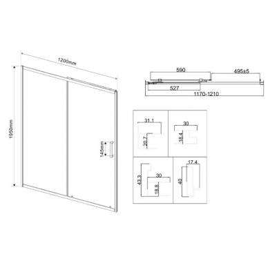 Душевая дверь Vincea City (VDS-5CT120CLB) 120x195 см, профиль чёрный/стекло прозрачное 5