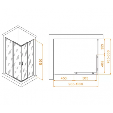 Душевой уголок RGW Passage PA-040 (80x100) профиль хром/прозрачное стекло 1