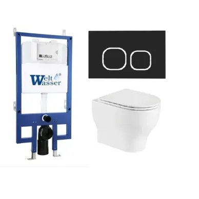 Инсталляция Welt Wasser Bamberg 545 + ERLENBACH 004 GL-WT + Bamberg BL в комплекте с унитазом, безободковый, с сидением микролифт 0