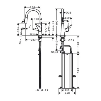 Смеситель для кухни Hansgrohe Talis M51 73851000 с вытяжным изливом, хром 10