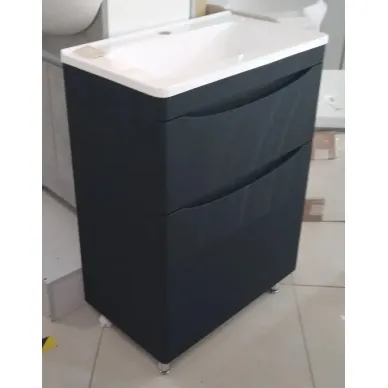 Тумба для ванной Style Line Бергамо Мини СС-00002313 80 см напольная, антискрейтч чёрный 6