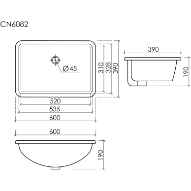 Раковина встраиваемая Ceramicanova Element CN6082 60 см, белая 5