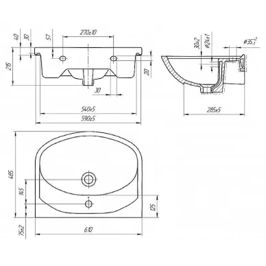 Раковина Cersanit ERICA S-UM-ERI61/1-w 61 см 4