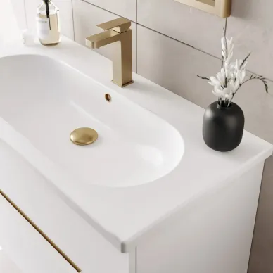 Тумба с раковиной ORKA Lodi 5005886 100 см, белый/золото 7
