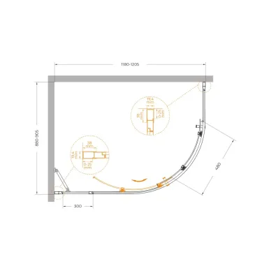 Душевой уголок Cezares Molveno MOLVENO-RH-1-120/90-C-BORO-IV 120x90 профиль брашированное золото/стекло прозрачное 5