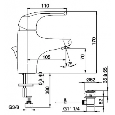 Смеситель для раковины Jacob Delafon Nateo (E72250-CP) 1