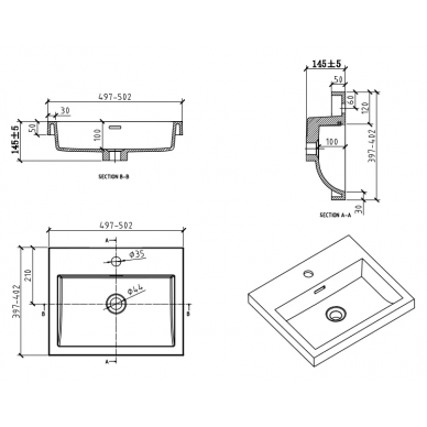 Раковина BelBagno Pietra Mini (BB-500-PM-LVB) (50 см) 1
