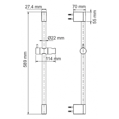Душевая штанга Wasserkraft Glan 6600 (A191) (58,9 см) черная 1