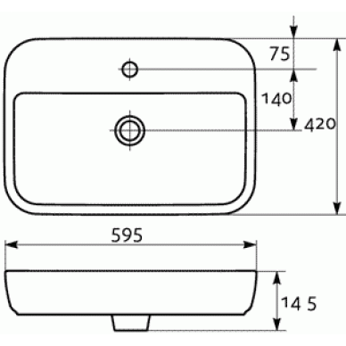 Раковина накладная Cersanit Caspia (S-UM-CAS60/1-O-w) (59 см) 3