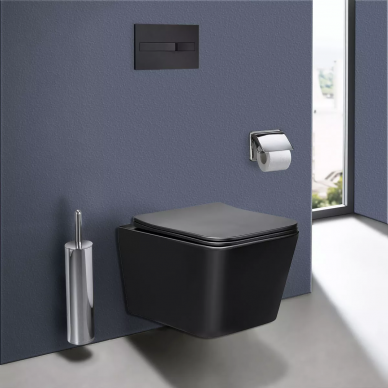 Чаша подвесного унитаза Vincea Q-Line (VT1-12MB) безободковый, цвет матовый черный, ультратонкое  сиденье soft-close 7