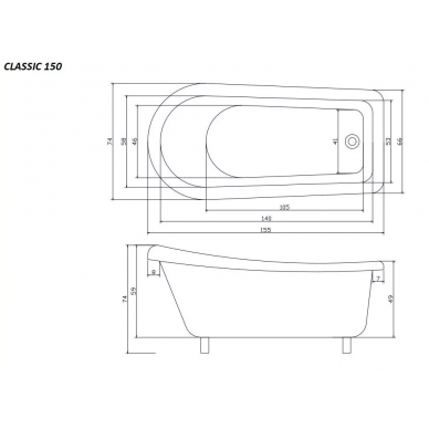Акриловая ванна Cerutti SPA Classic (CT9667) (157х77) на львиных лапах (золото) 5