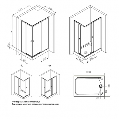 Душевой уголок Am.Pm X-Joy Square Slide (W94G-403-12080-MТ) (120х80 см), профиль матовый хром/стекло прозрачное 7