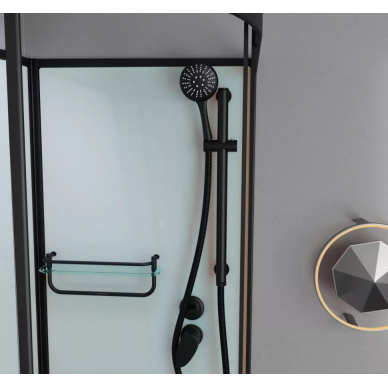 Душевая кабина Frank F409/1 Black (140009) 90х90х215 см, прозрачное стекло, без крыши 7