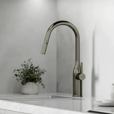 Смеситель для кухни Sancos Grand (SC4002GG) выдвижной излив, вороненая сталь 5