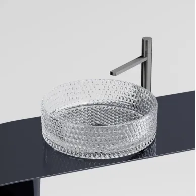 Раковина накладная Ceramicanova Cristal (CN6062) (36 см) стеклянная прозрачная 6