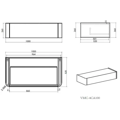 Тумба для ванной Vincea Caprise VMC-4CA100MLG 100x52 см, подвесная, светло-серая матовая 5