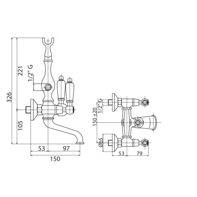Смеситель для ванны Cezares First (FIRST-VD-02-Bi) бронза 1