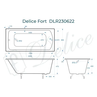 Ванна чугунная Delice Fort DLR230622 200х85 см, без антискользящего покрытия 7