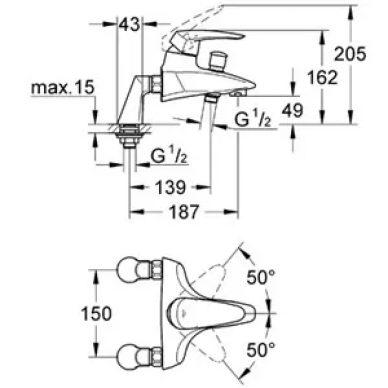 Смеситель для ванны Grohe Eurodisc (33392001) 1